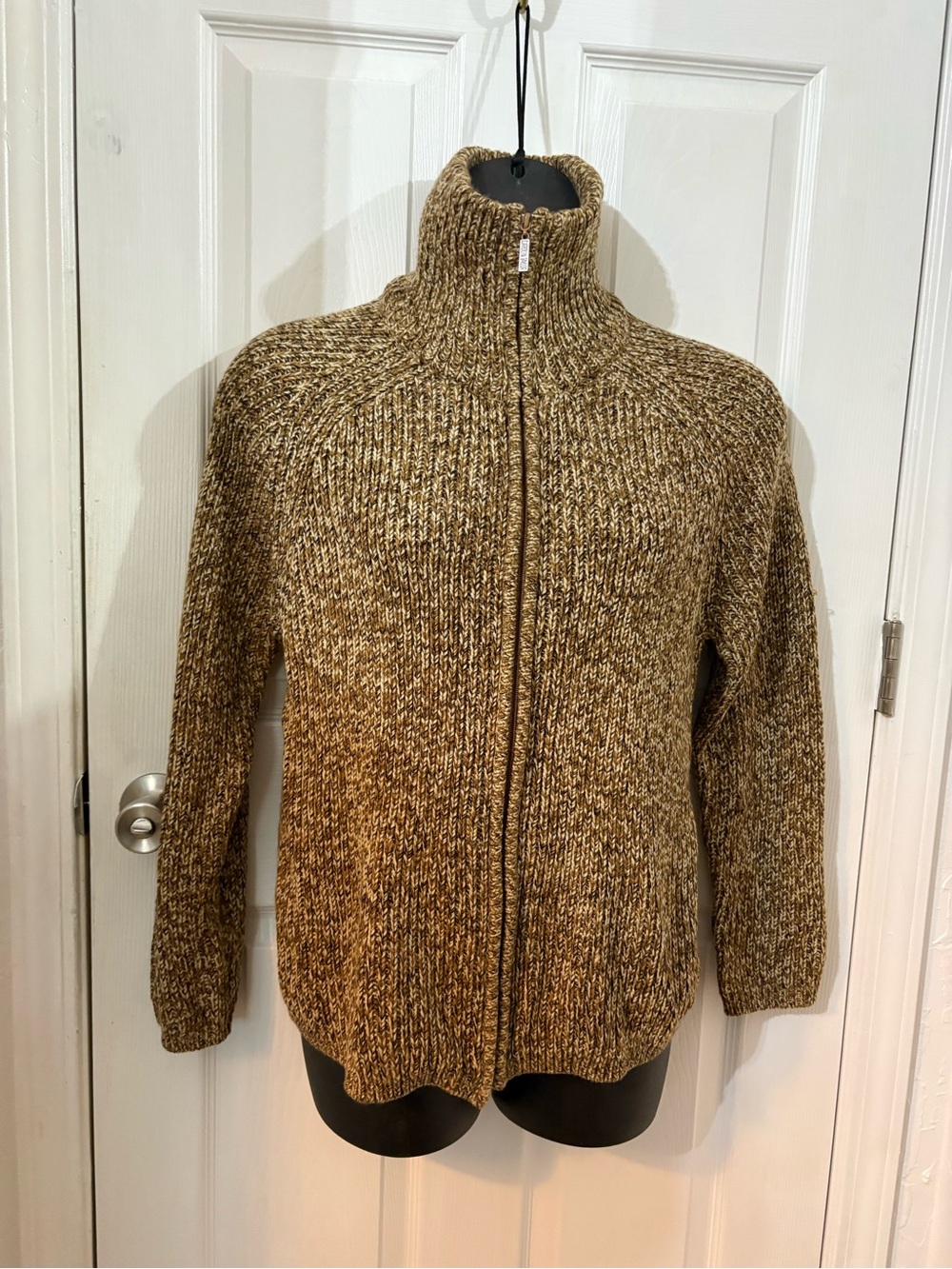 Carolyn Taylor Ribbed Zip-Up Utility Jacket in Brown Marled